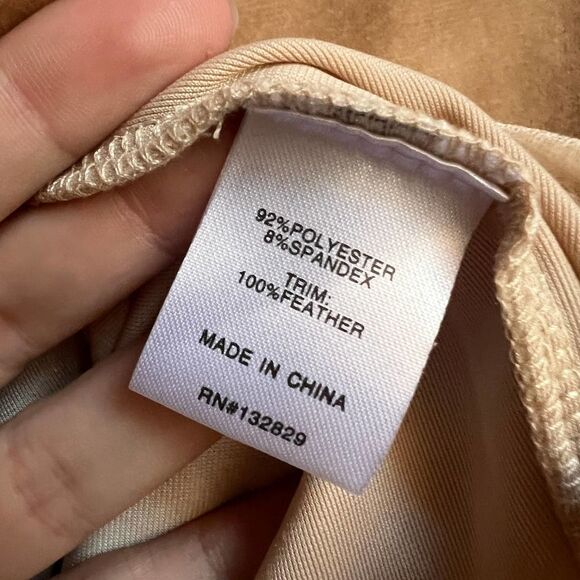 Superdown Cream Mini Dress with Feather Detail - Picture 6 of 6